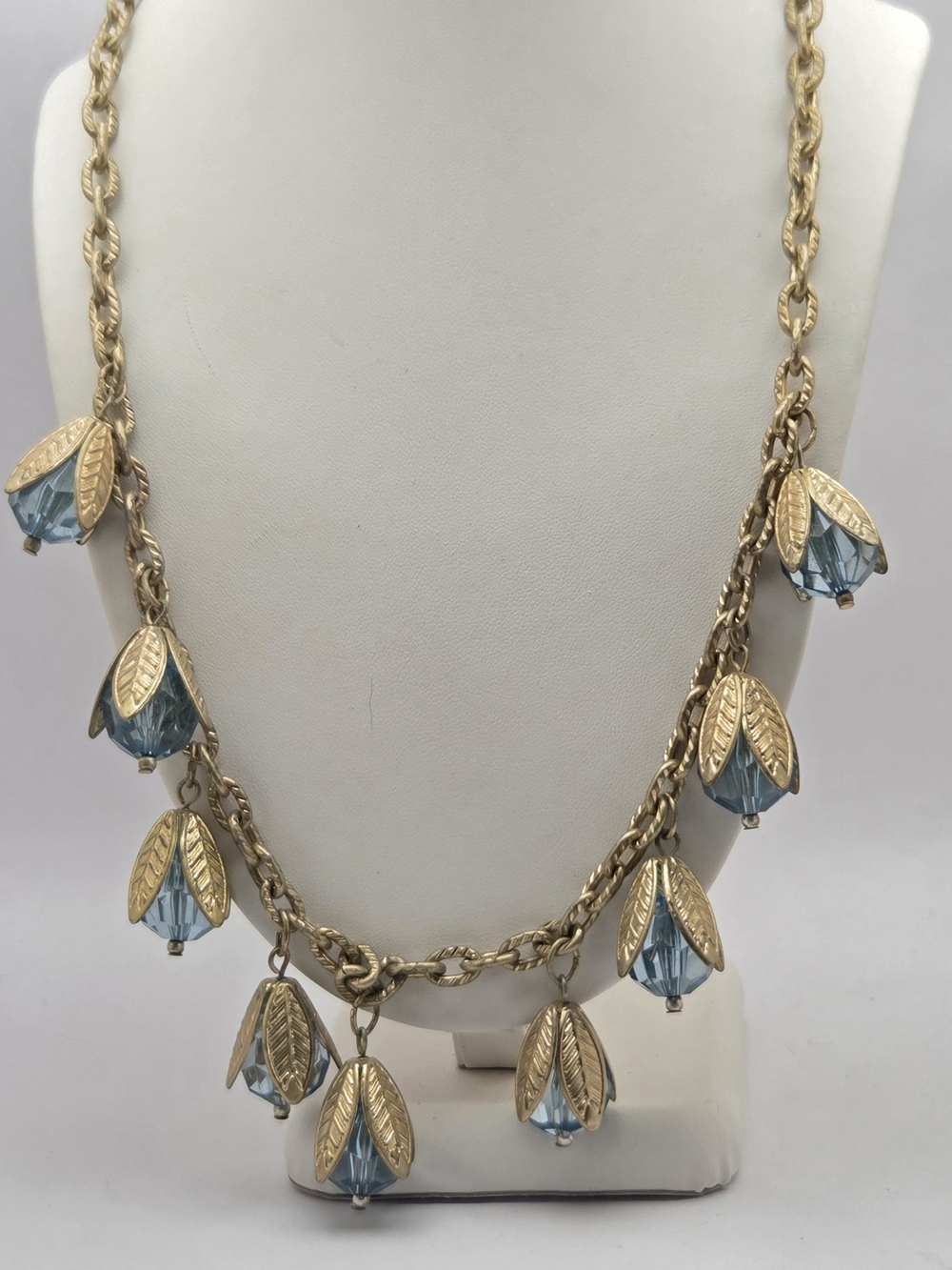 Plunder Design Gold Tone Bluebell Floral Drop Necklace 25"